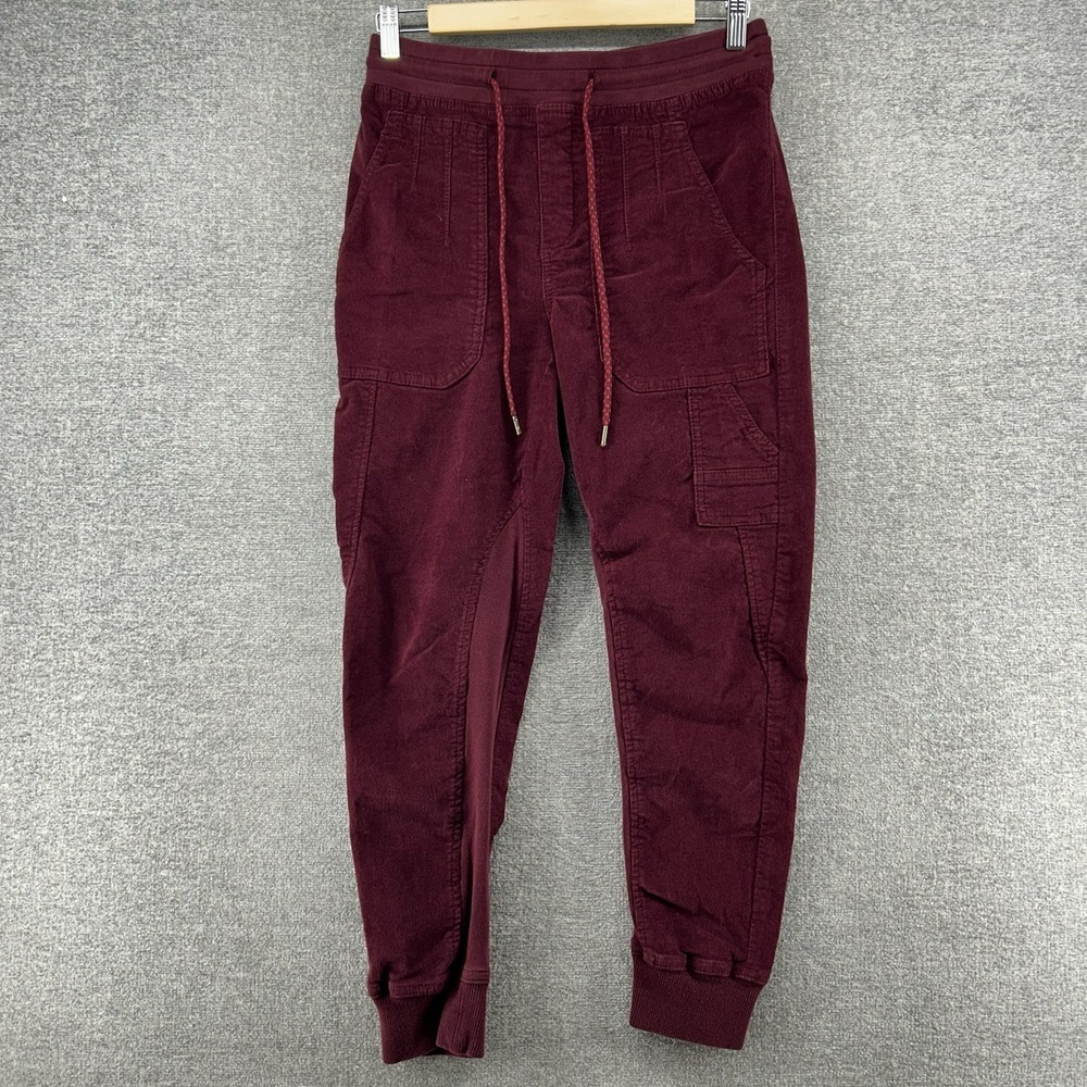 Anthropologie Leigh Corduroy Jogger Pants Women Size XS Burgundy Drawstrings
